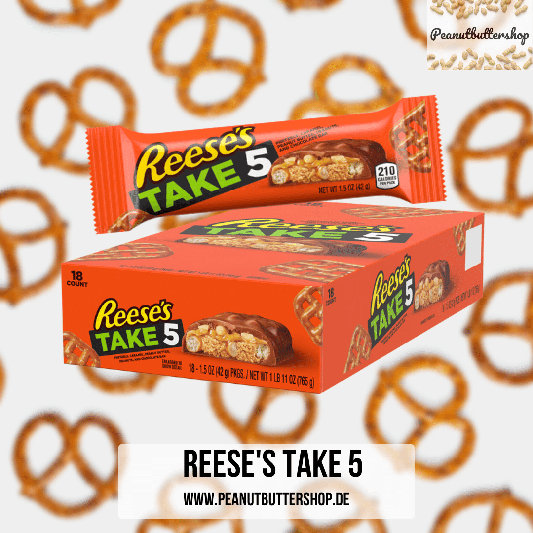 Reese's Take 5 | Der Schokoriegel aus Reese's Peanut Butter, Erdnüssen, Karamell, Schokolade & Brezel