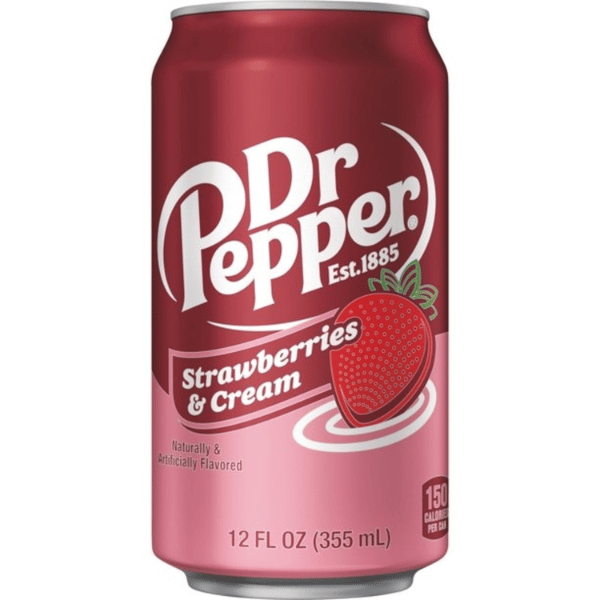 Dr Pepper Strawberries & Cream 355ml USA Ware x 12 4,8kg